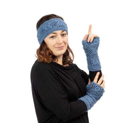 Woolen fingerless gloves Bardia Blue Nepal