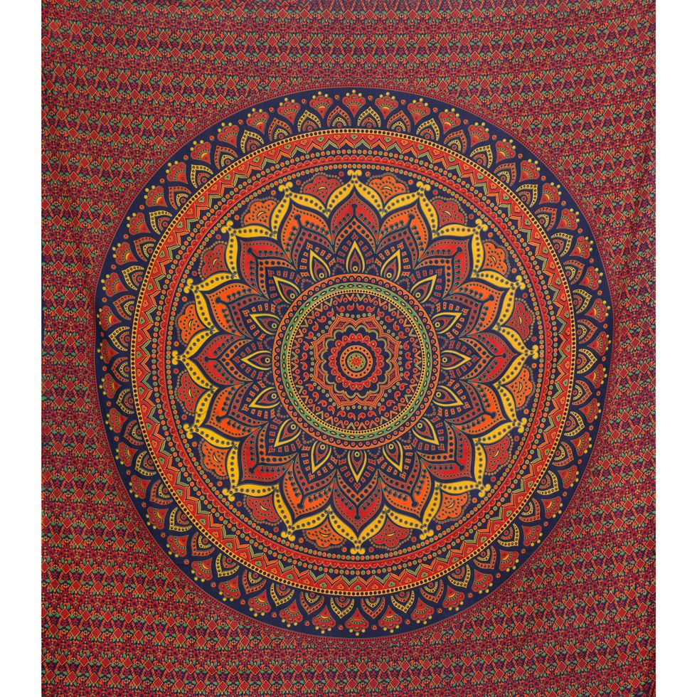 Cotton bed cover Lotus mandala – large India