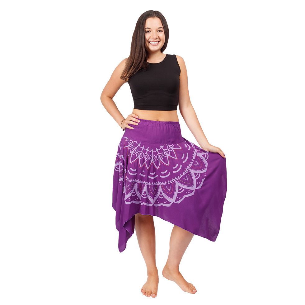 Pointed ethnic skirt with elastic waist Tasnim Purple Nepal
