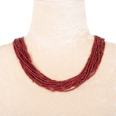 Bead necklace Faraja Burgundy