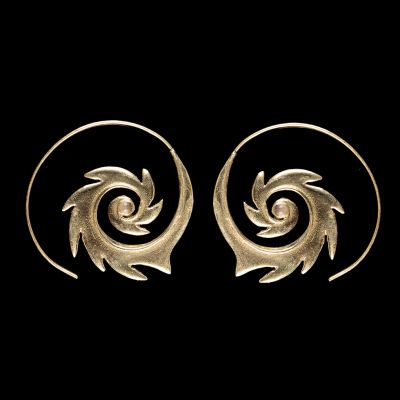 Brass earrings Aífe - chrysoprase India