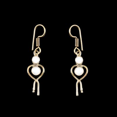 Brass earrings Ishita - moon stone India