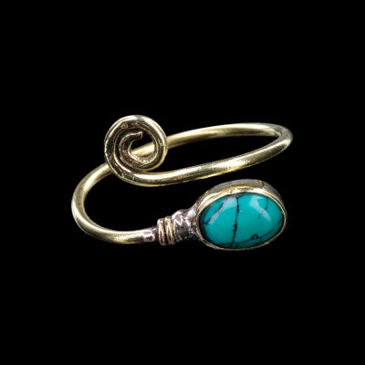 Brass ring Najib | tyrkenite, amethyst, moon stone