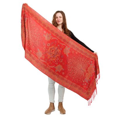 Pashmina scarf Peacock Red