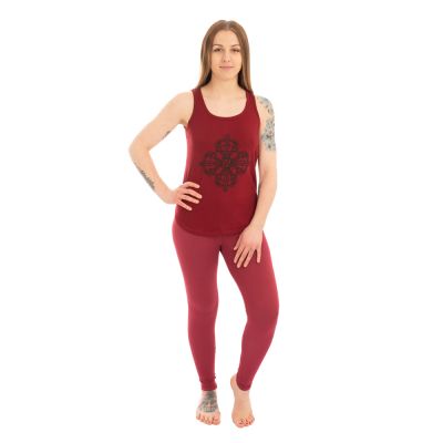 Cotton yoga outfit Double Dorje and Chakras – red - - top L/XL Nepal