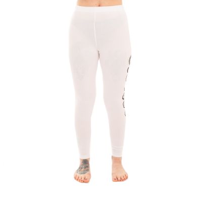 Cotton yoga outfit Tree of Life and Chakras – white Nepal