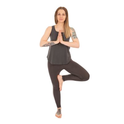 Cotton yoga outfit Tree of Life and Chakras – grey - - set top + leggings L/XL Nepal