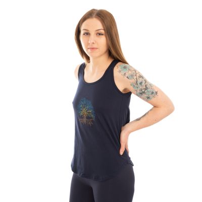 Cotton yoga outfit Tree of Life and Chakras - dark blue - - top L/XL Nepal