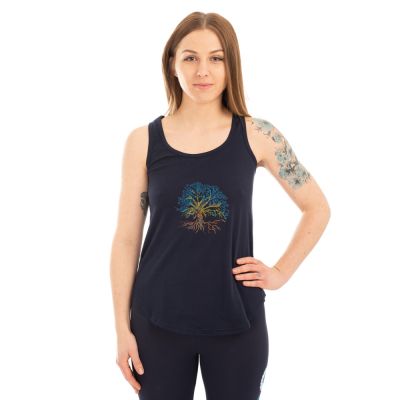 Cotton yoga outfit Tree of Life and Chakras - dark blue - - leggings S/M Nepal