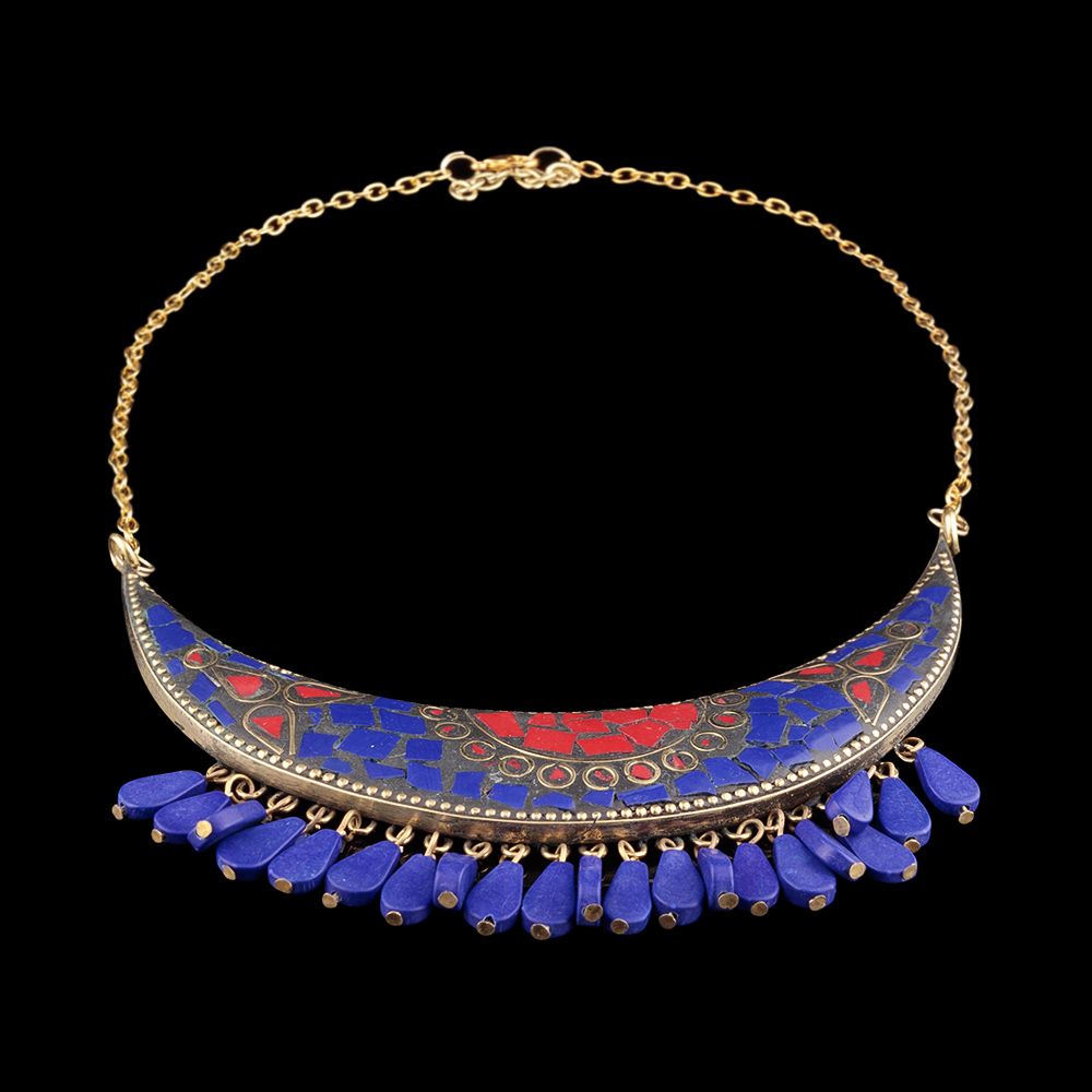 Bead necklace Naunet Blue India