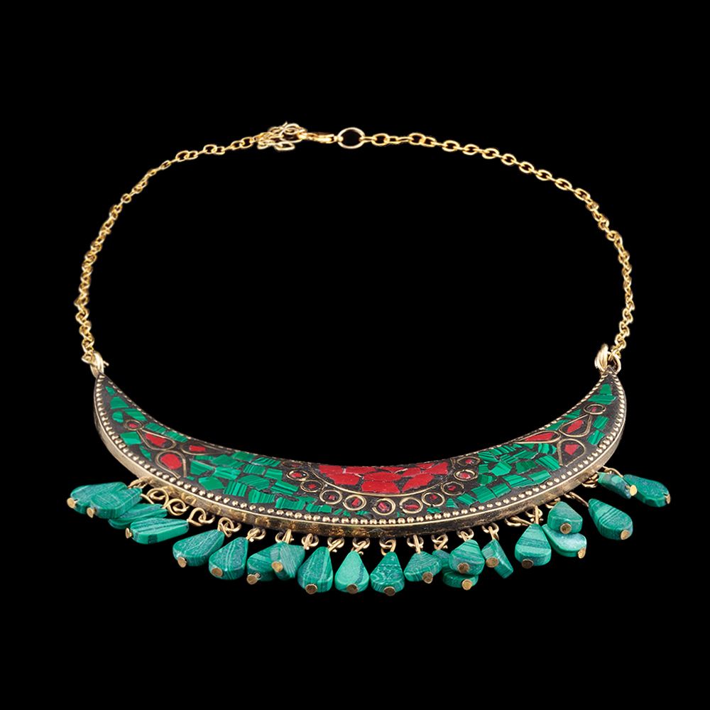 Bead necklace Naunet Green India