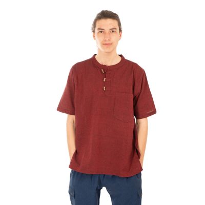 Kurta Pendek Merun – men's shirt with short sleeves | S, XL