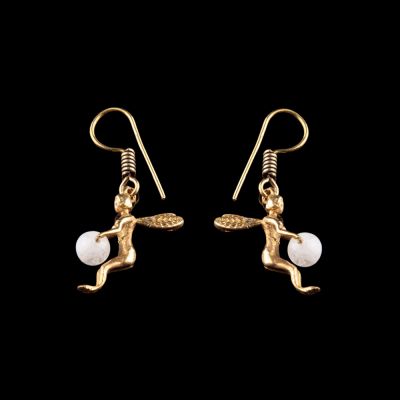 Brass earrings Gifted Fairy | moon stone, tiger eye, amethyst, tyrkenite