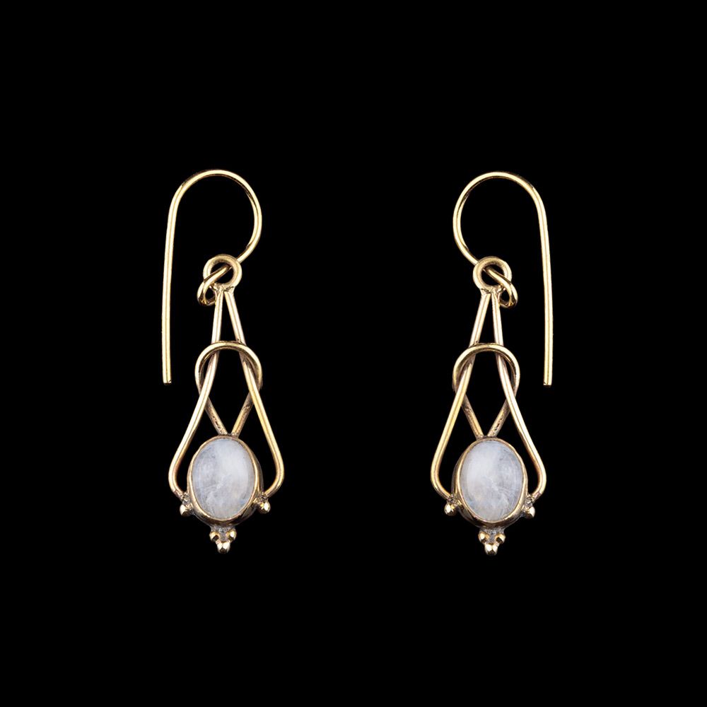 Brass earrings Lalitah - moon stone India