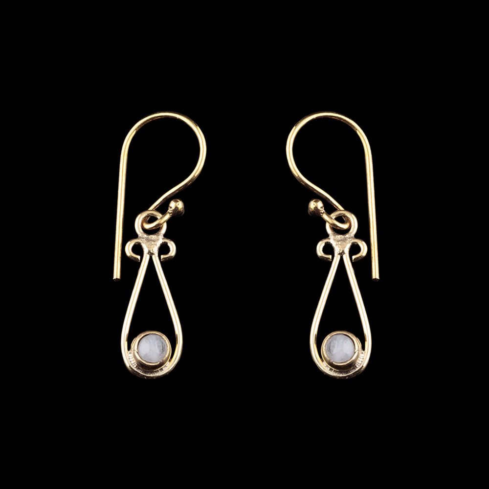 Brass earrings Sakshim - moon stone India