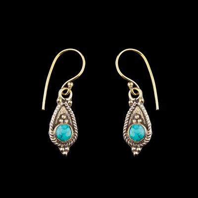 Brass earrings Zaliki - moon stone India