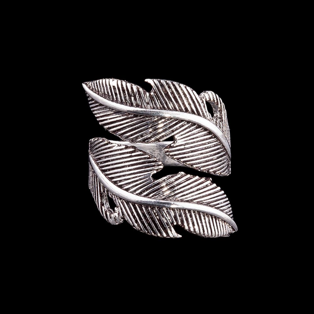 German silver ring Feather Alpaca India