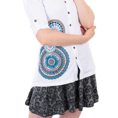 Single colour ladies shirt with mandalas Anberia White Nepal