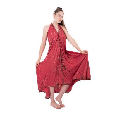 Long tie-dye dress Tripta Burgundy Red Thailand