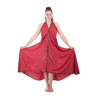 Long tie-dye dress Tripta Burgundy Red | UNI