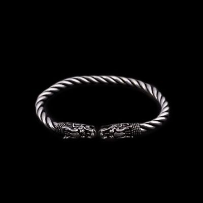 German silver ethnic bracelet Chinese Dragons 2