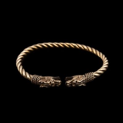 Ethnic brass bracelet Chinese Dragons 1