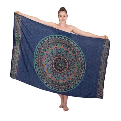 Sarong / pareo / beach scarf Lotus mandala – blue