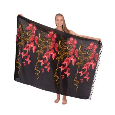 Sarong / pareo / beach scarf Butterfly Swarm red