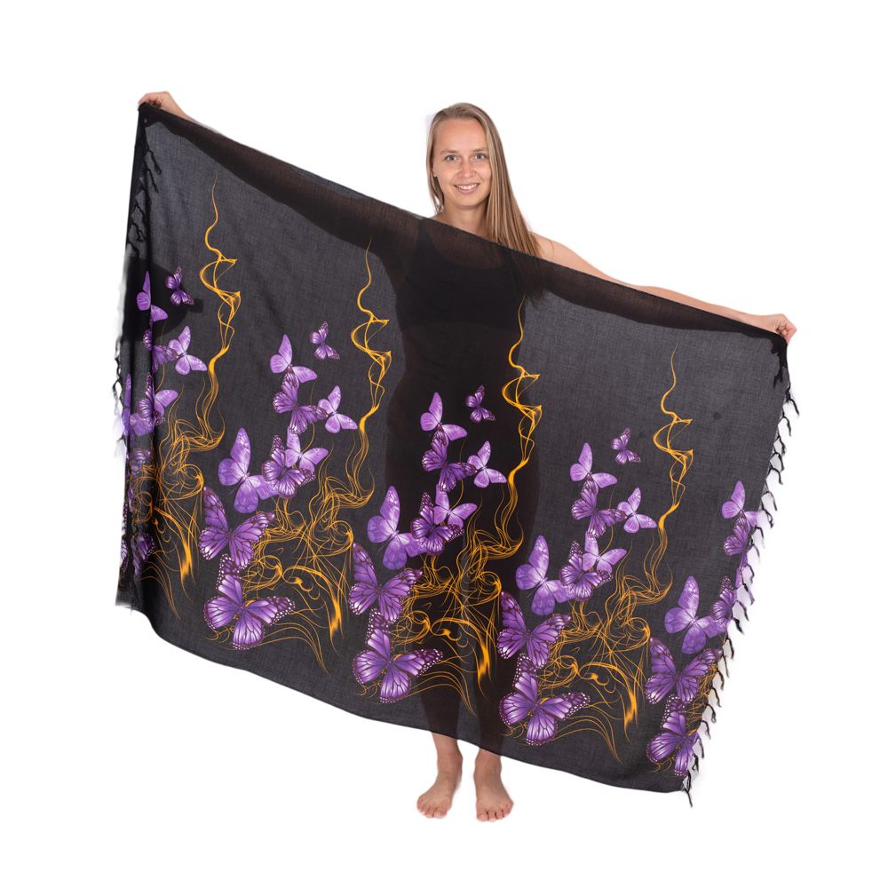 Sarong / pareo / beach scarf Butterfly Swarm purple Thailand