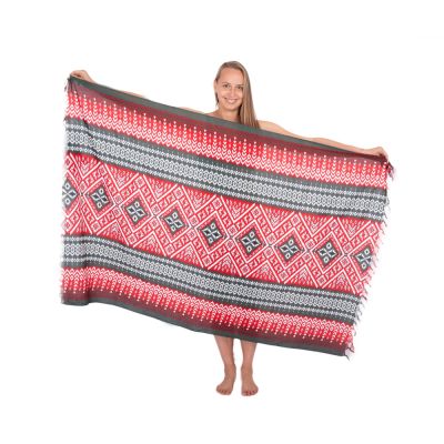 Sarong / pareo / beach scarf Ophelia – khaki-red