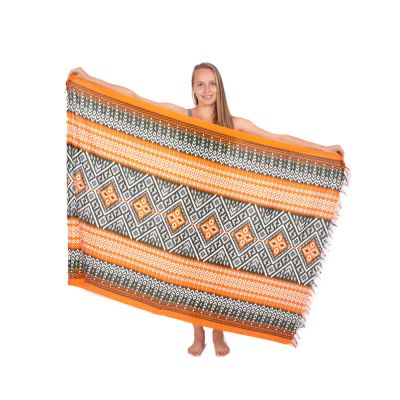 Sarong / pareo / beach scarf Ophelia – orange-khaki
