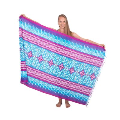 Sarong / pareo / beach scarf Ophelia  – magenta-cyan
