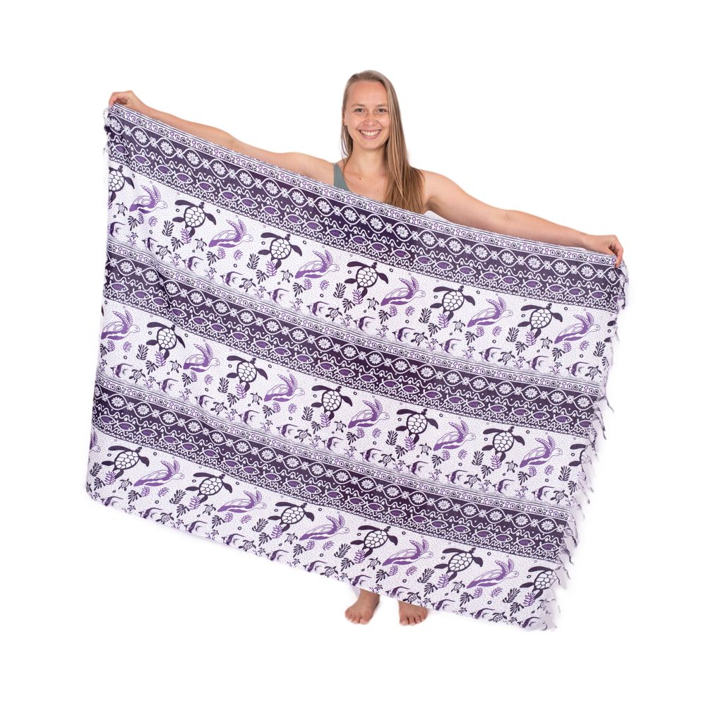Sarong / pareo / beach scarf Undersea World purple Thailand