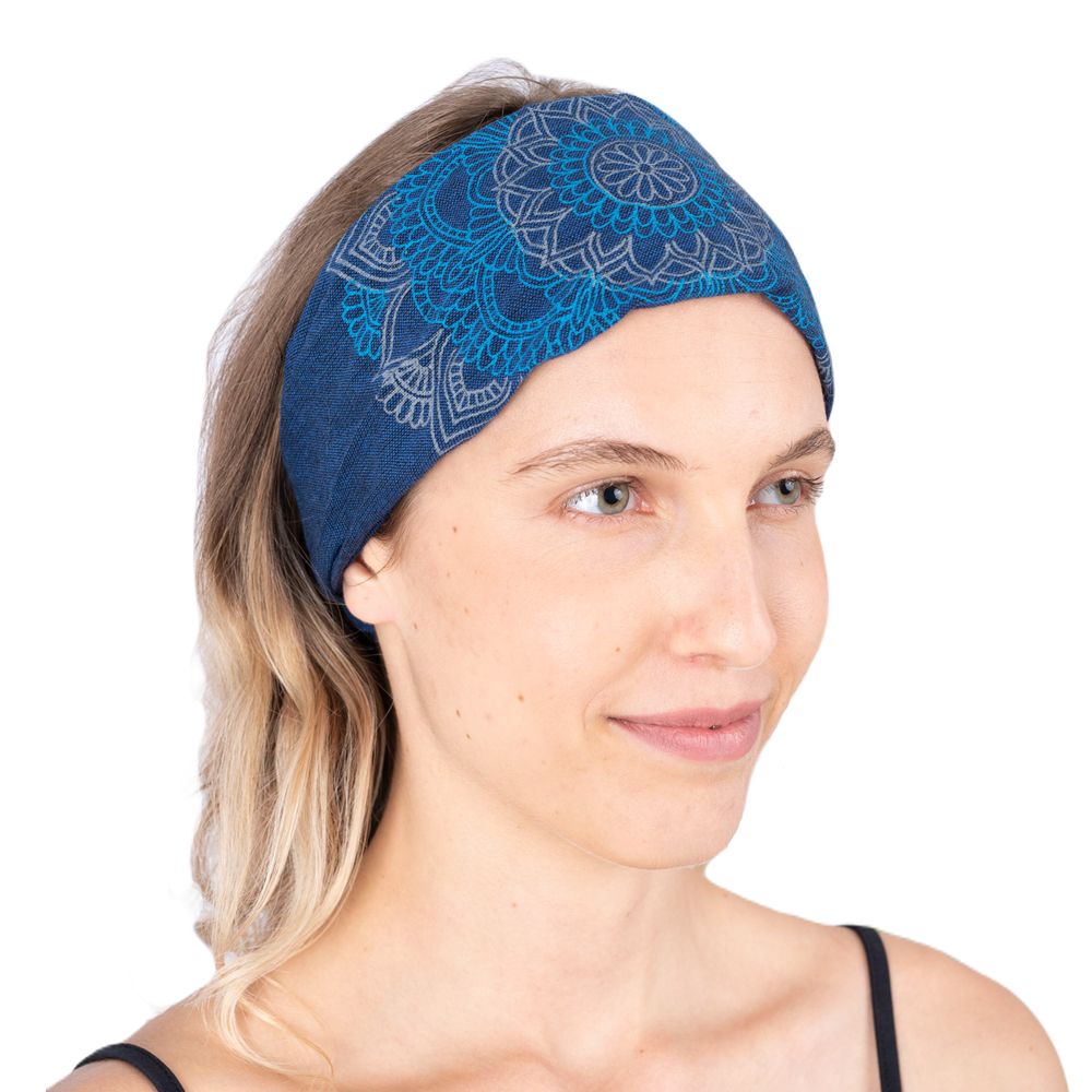 Headband with mandala print Ismerie Blue Nepal