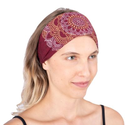 Headband with mandala print Ismerie Burgundy