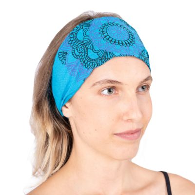 Headband with mandala print Ismerie Cyan
