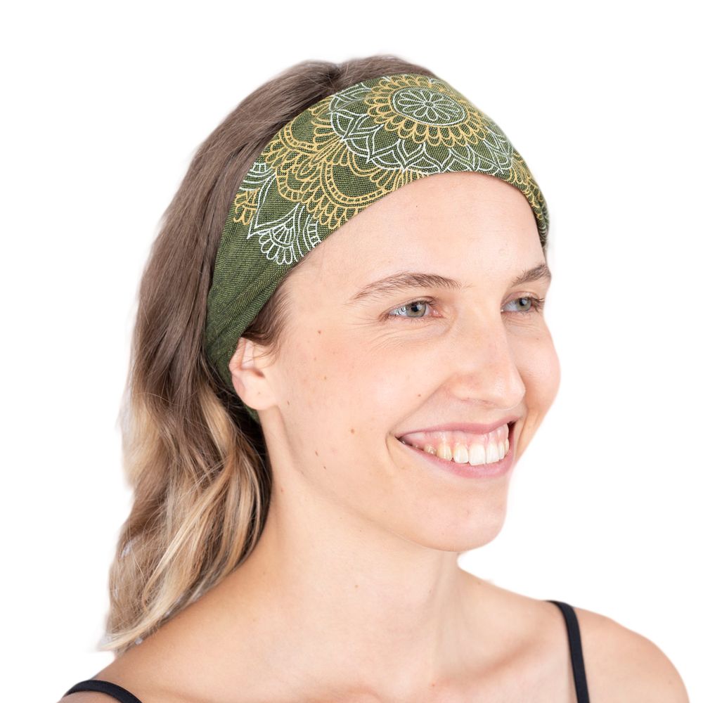 Headband with mandala print Ismerie Khaki Nepal