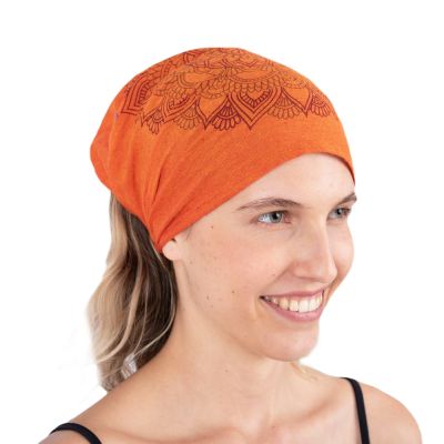 Headband with mandala print Ismerie Orange Nepal