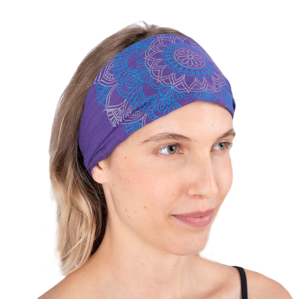 Headband with mandala print Ismerie Purple Nepal
