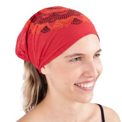 Headband with mandala print Ismerie Red Nepal