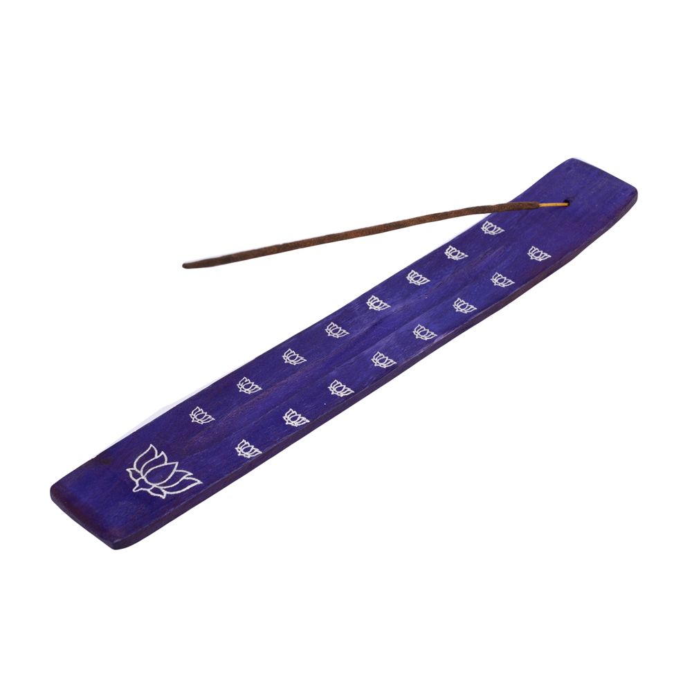Wooden incense holder Lotus – dark purple India