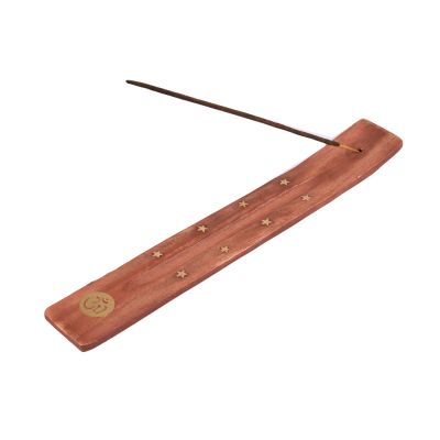 Wooden incense stand Om – brown 2