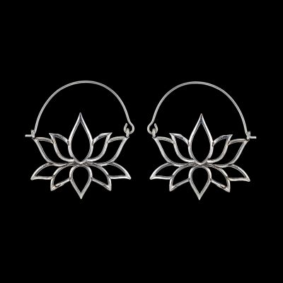 German silver earrings Lotus Flower 1
