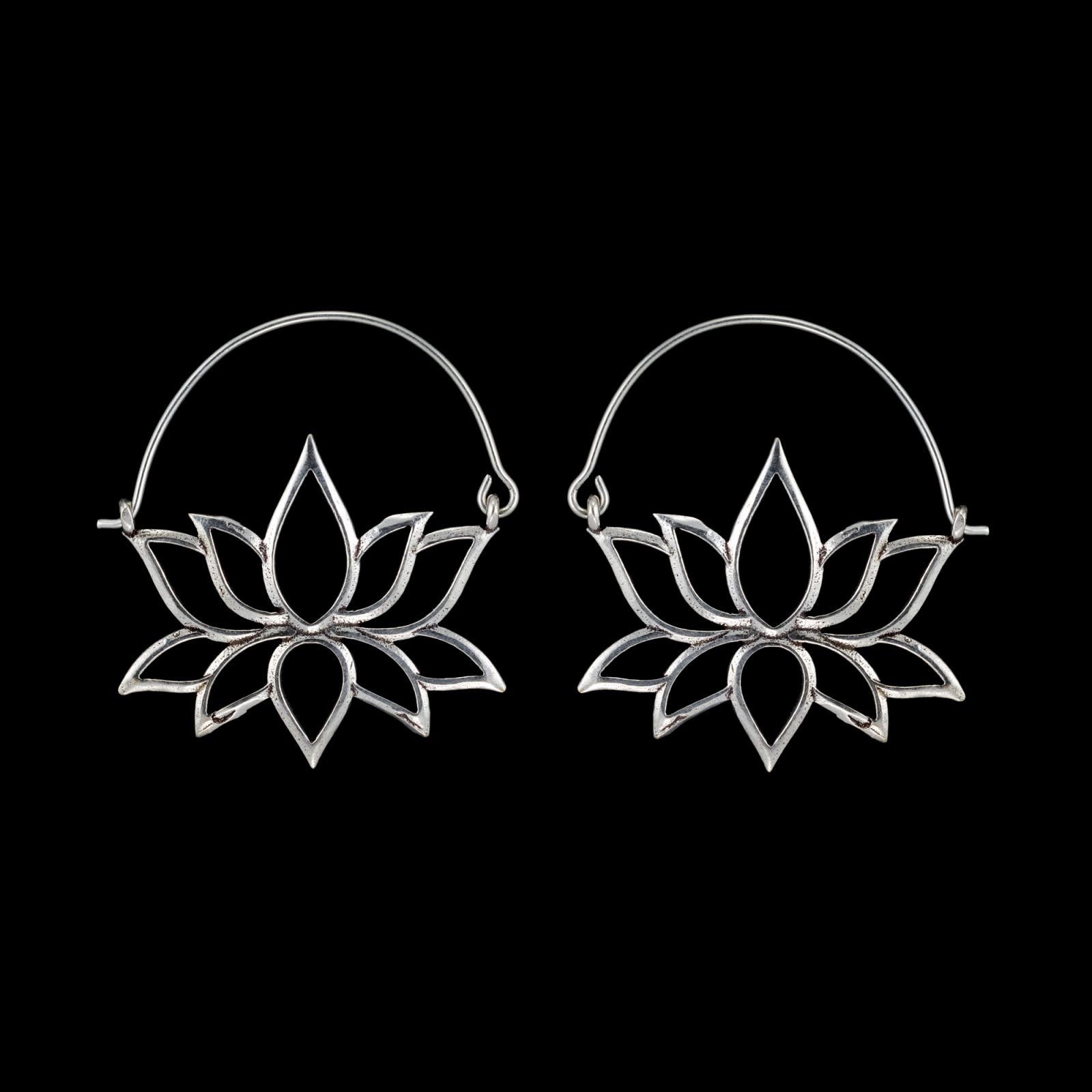German silver earrings Lotus Flower 1 India
