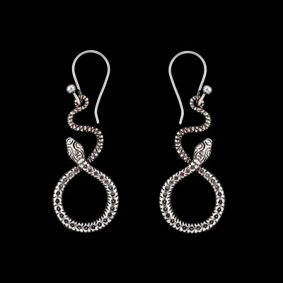 German silver earrings Snake Loop 2