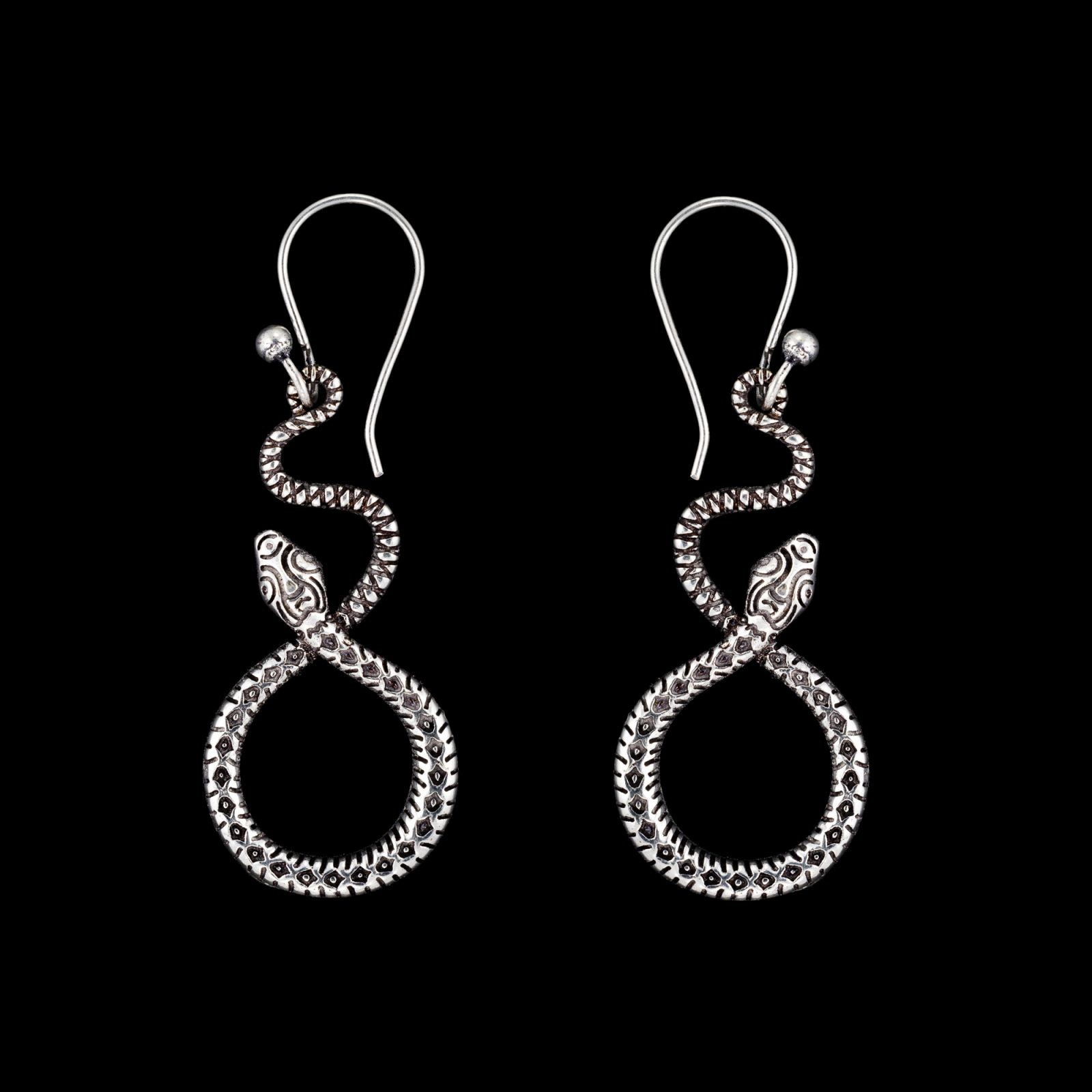 German silver earrings Snake Loop 2 India
