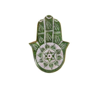 Marble incense holder Hamsa – green