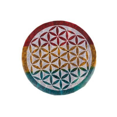 Marble incense holder Flower of Life – rasta bright