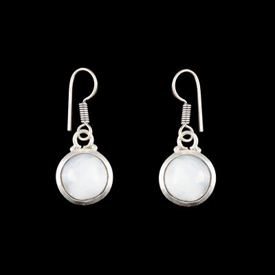 German silver earrings Purnima Moon stone India