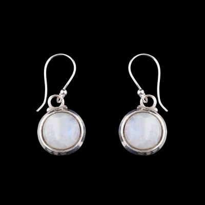 German silver earrings Purnima Moon stone